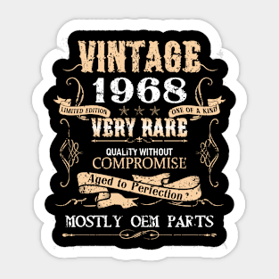 54 years old 54th birthday Decoration Vintage Perfection Aged 1968 Sticker